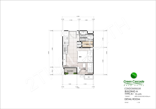 Green Cascade Condominium, พัทยา, บางเสร่ - photo, price, location map