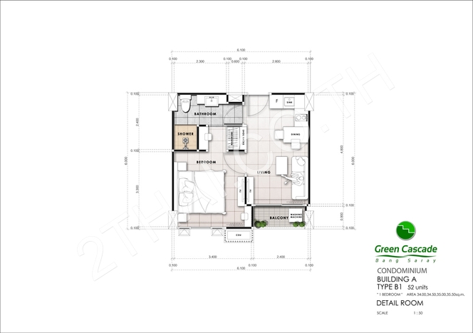 Green Cascade Condominium, พัทยา, บางเสร่ - photo, price, location map