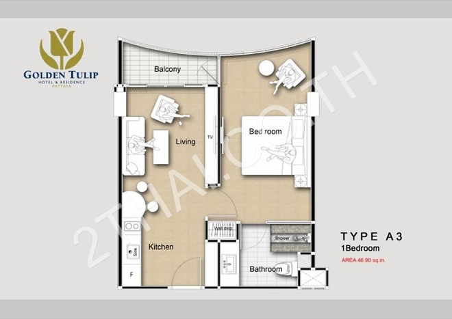 Golden Tulip Residence Pattaya, พัทยา, พัทยากลาง - photo, price, location map
