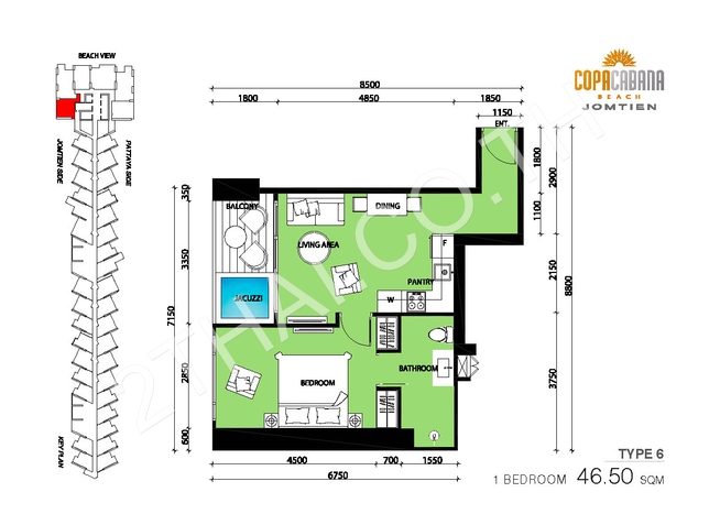 Copacabana Beach Jomtien, พัทยา, จอมเทียน - photo, price, location map