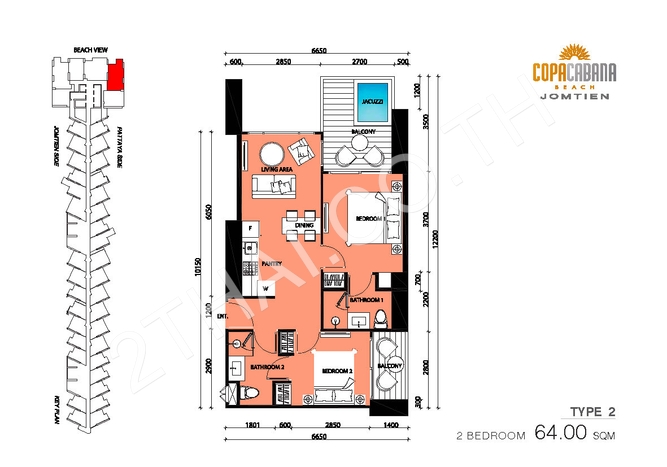 Copacabana Beach Jomtien, พัทยา, จอมเทียน - photo, price, location map