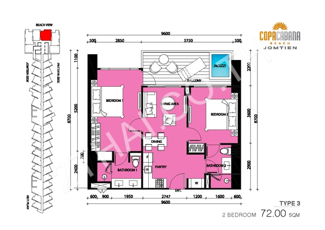 Copacabana Beach Jomtien, พัทยา, จอมเทียน - photo, price, location map